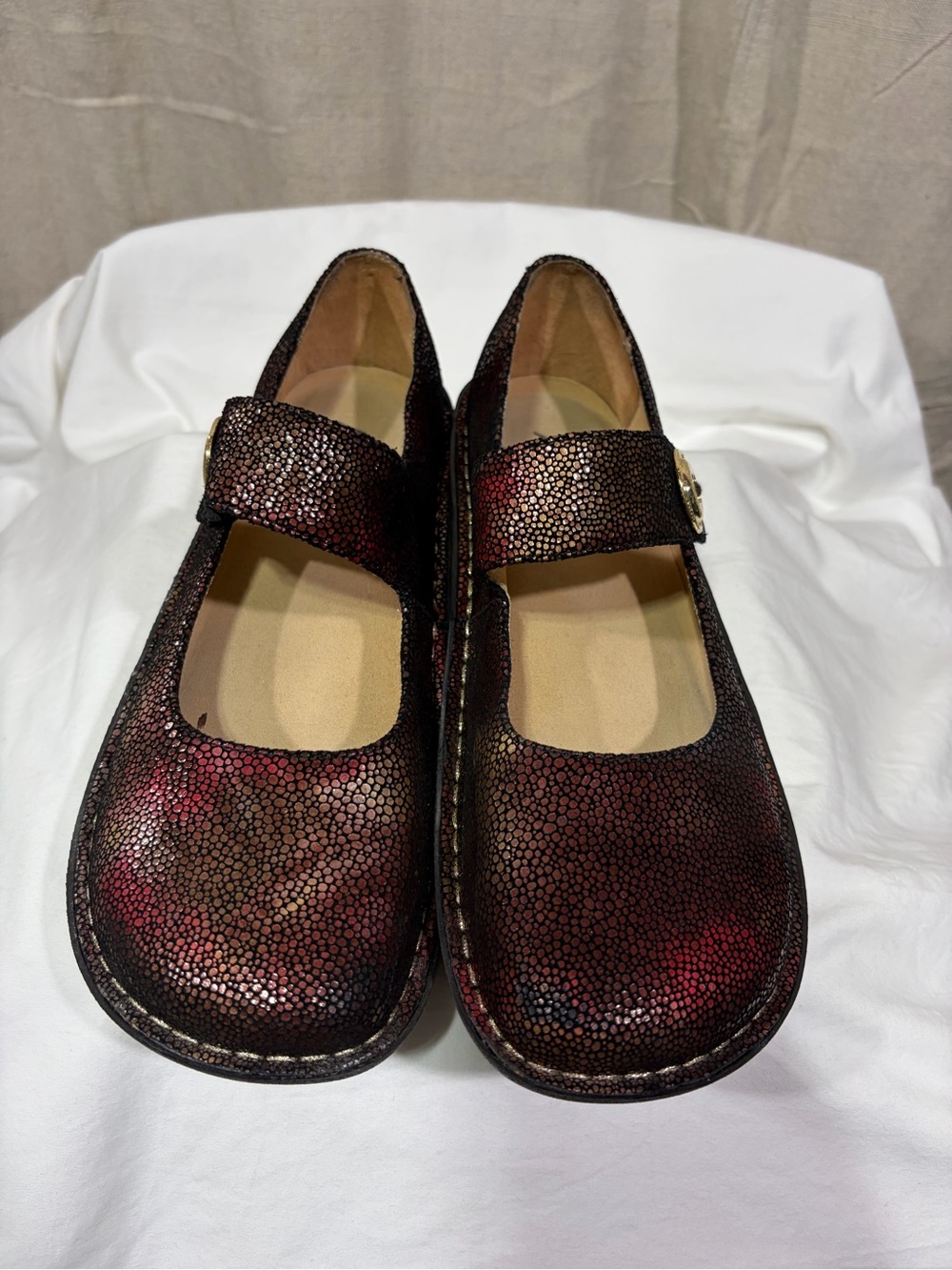 Alegria Paloma Burgundy Metallic Mary Jane